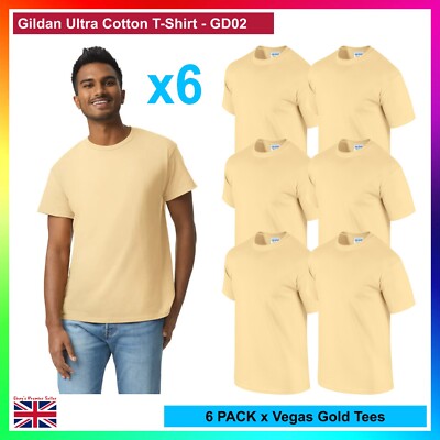 6er Pack * Gildan Ultra Cotton T-Shirt * Herren Uni Tee, Standard Heavy Blank GD02