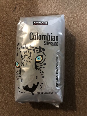 Kirkland Signature Colombian Supremo Coffee, Whole Bean, 3 lbs, Medium Roast