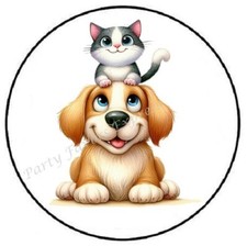 CUTE DOG AND CAT FRIENDS ENVELOPE SEALS LABELS STICKERS PARTY FAVORS