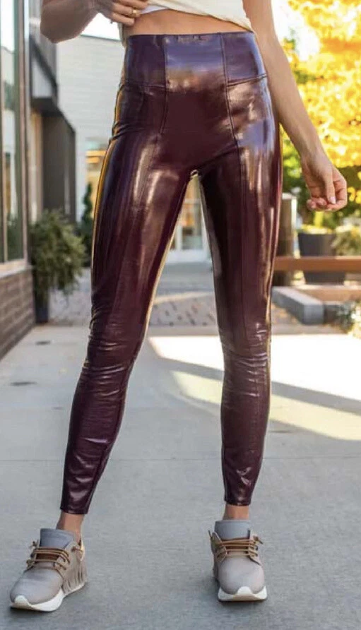 NWT New SPANX Faux Patent Leather Liquid Gloss LEGGINGS-20301R-Ruby-Medium Reg - Image 3 of 4