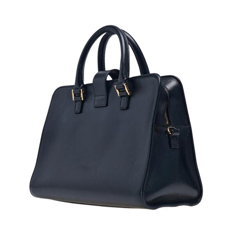 Borsa piccola Saint Laurent nera Cabas oro