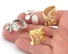Art Tentacle Blank Ring Base Bezel Adjustable raw brass,Shiny gold-silver 4810