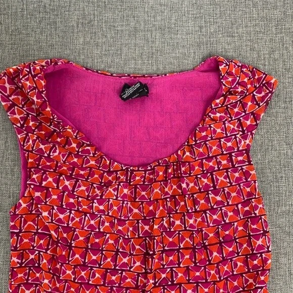 Blusa George feminina sem mangas laranja magenta 100% náilon gola redonda pequena - Imagem 2 de 4