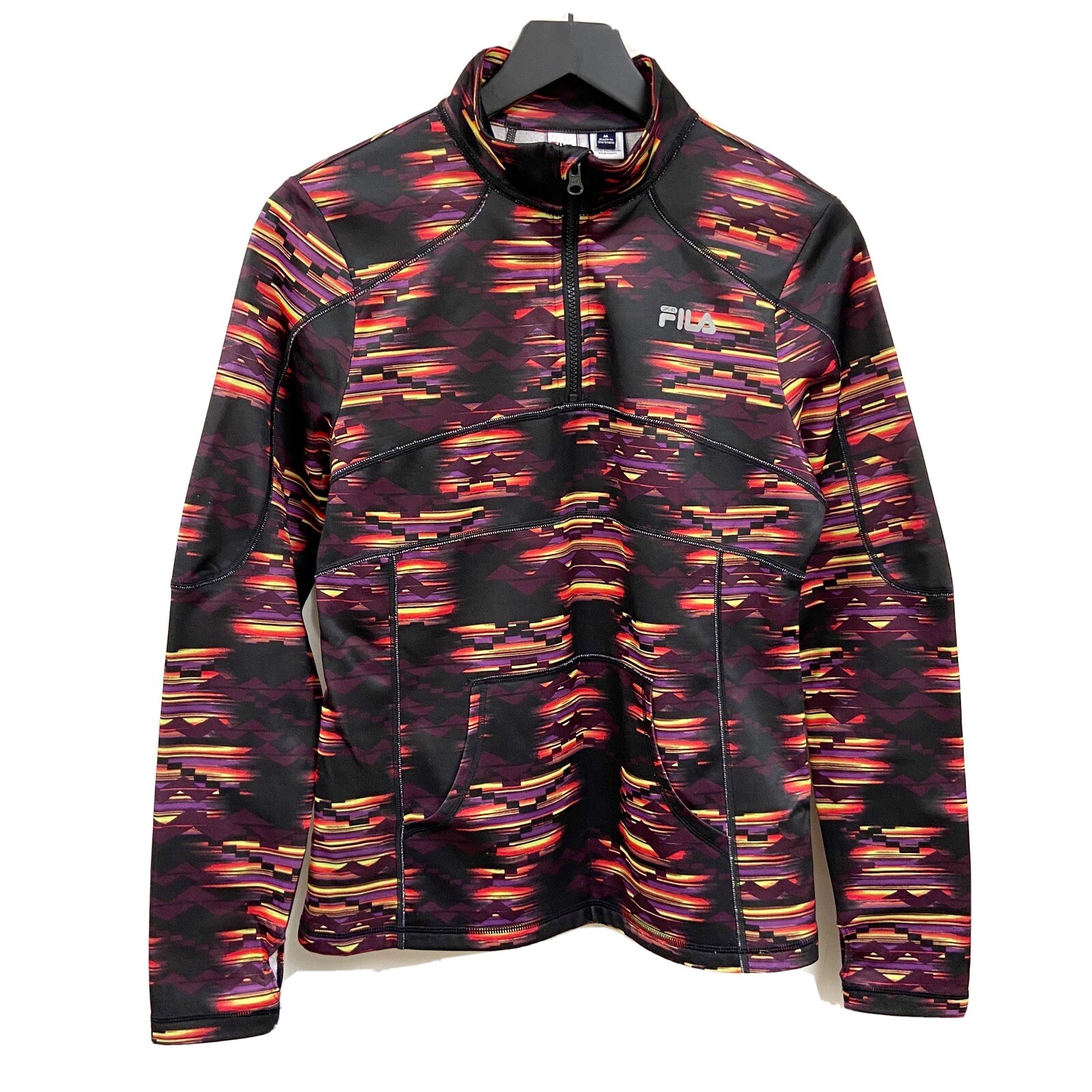 FILA Sport Performance Running Pullover Giacca Zip Scollo Donna Taglia Media