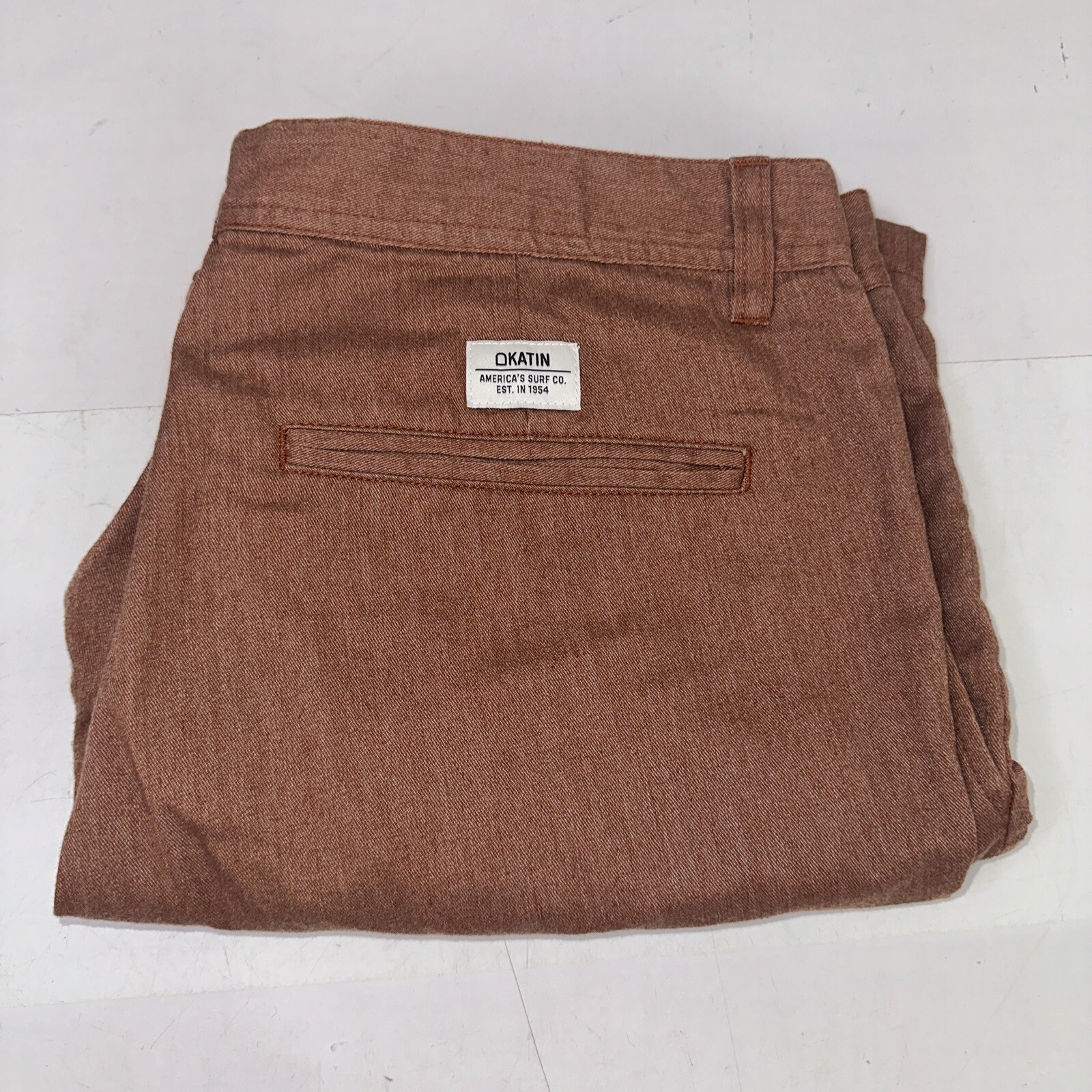 Katin Adult Men’s Size 34 Orange Casual Slash Pocket Flat Front Chino Short