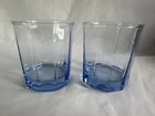 Vintage Anchor Hocking ESSEX Light Blue 10 panel Lowball juice Glasses