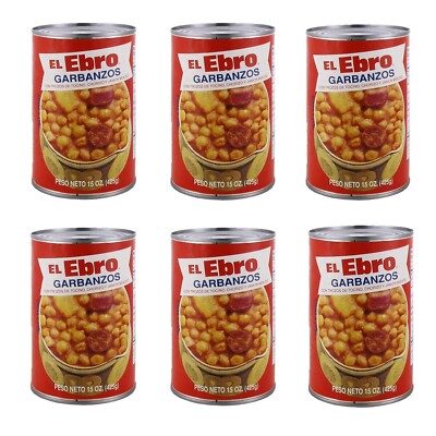 El Ebro Chick Peas Soup w/ Bacon, Chorizo And Ground Smoked Pork, 15 OZ (6 Pack)