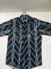 Wrangler Pearl Snap Aztec Southwestern Cowboy Shirt Men  s Size XL Vintage