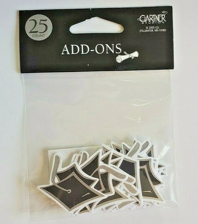 ЧЕРНАЯ/СЕРЕБРЯНАЯ ВЫПУСКНАЯ КЕПКА Gartner Studios штамповка с клеем - 25 шт. - Изображение 2 из 4