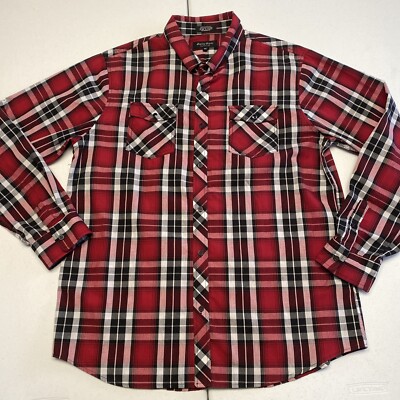 Eighty Eight Button Up Shirt Adult 2XL Red Black White Plaid