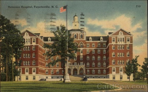 Fayetteville, NC Veteranen Krankenhaus 1948 Cumberland County North Carolina Postkarte