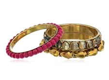 Brand NEW - Chamak by Priya Kakkar Set of 3 Multi-Textured Bangle Set - Fuchsia 