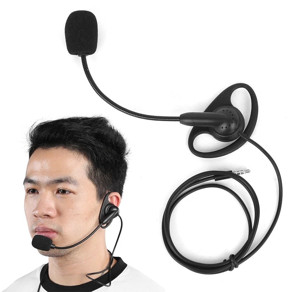 3.5mm Ear Hook Intercom Earphone With Microphone Headset Black for V6 Motorcycle