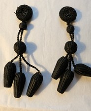 Victorian 2 Black Cape/Dress Embellishment, Period Clothing,Tassels Tiny Jets