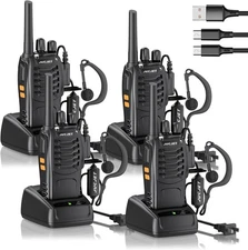 Long Range 100 Mile Walkie Talkie Two Way Radio Charge Headset Waterproof 4 PACK