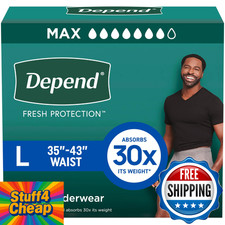 Depend Men's Maximum Incontinence Underwear Large Grey 72ct Disposable