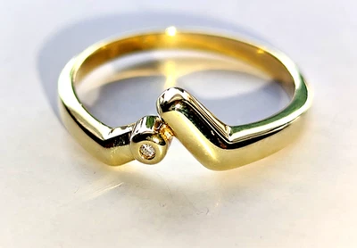 Diamantring 8 Karat 333 Gelbgold Echtgold Brill 0,01 ct Goldring Größe 54 - Bild 1 von 4