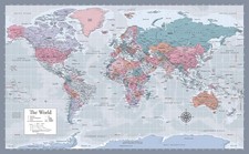 Laminated World Map Poster - Wall Chart of Earth - 18" x 29", Purple