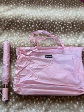 Vintage 70s/80s Zayre Traveler Pink Automatic Umbrella Shopping Bag Set NIB