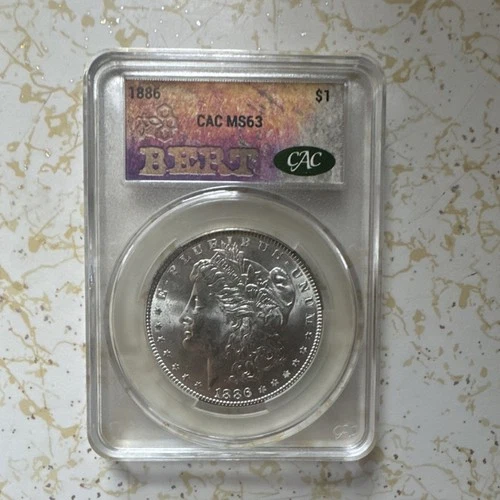1886 Morgan Dollar $1 Silver Coin CAC MS63 Uncirculated
