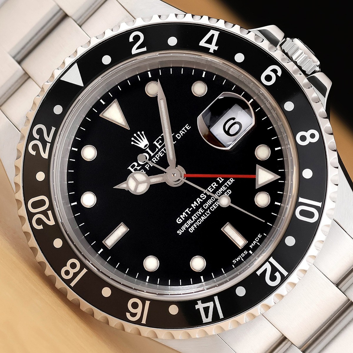 ROLEX GMT MASTER II 16710 BLACK 40MM STAINLESS STEEL DATE OYSTER