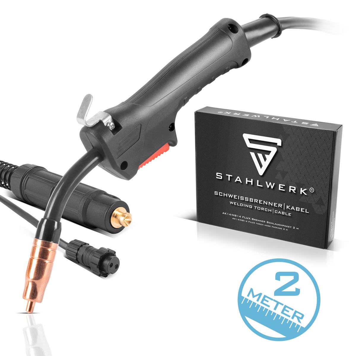 STAHLWERK FLUX welding torch AK14 MB14 160A Torch 2m hose package 9mm mandrel