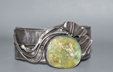 Modernist AVI SOFFER 925 Silber Armreif Armspange Armreif römisches Glas #AA4