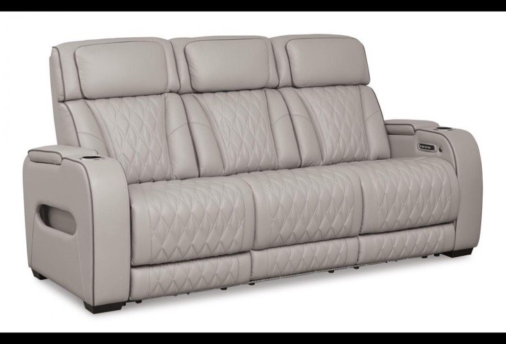 Millennium by Ashley U2710515 Gray Power Reclining Sofa, Adj Headrest, USB