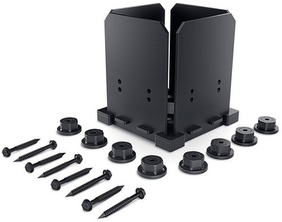 Ozco Ironwood 6x6 Post Base Kit, Includes 1 Plate, 4 6x6, Black