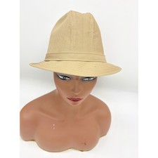 Stetson Equalizer Tan Khaki Stitched Fedora Safari Hat Mens Medium Made in USA