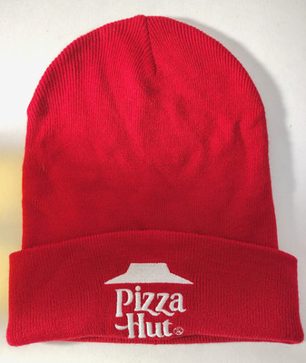 NEW - Pizza Hut Authentic Employee Beanie Stocking Cap Hat Red White Embroidered