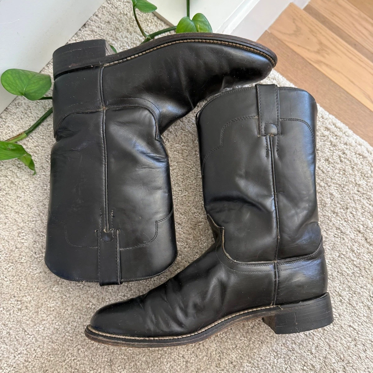 Bottes Western Tony Lama Homme Noir 8.5 – Unisexe, Vintage USA, Fabrication Américaine