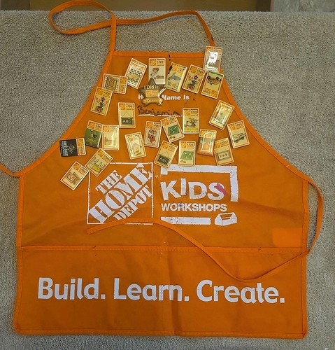 Home Depot Kids Workshop Apron With 25 Pins Build Learn Create Kids Size Orange!