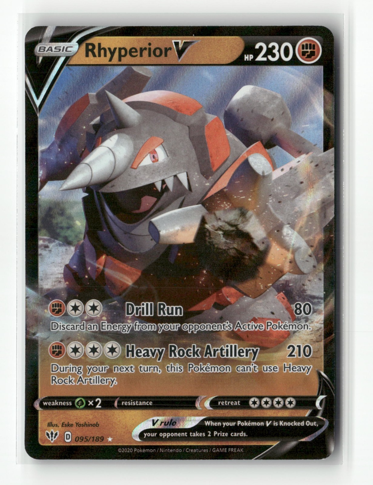 Pokémon Rhyperior V Ultra Rare SWSH03: Darkness Ablaze 095/189 NM