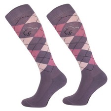 Comodo Argyle Riding Socks - Violet/Pink