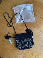 Accessorize Navy Blue Velvet Star Detailed Crossbody Bag