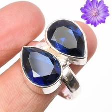 Lab Sapphire Gemstone 925 Sterling Silver Ring Handmade Jewelry Ring For Gift