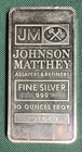 Johnson Matthey JM 10 Troy oz .999 Fine Silver Bar - SN# 291649