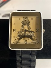 Unisex Watch Black White Silicone Band Eiffel Tower Fashion Casual New Batt: