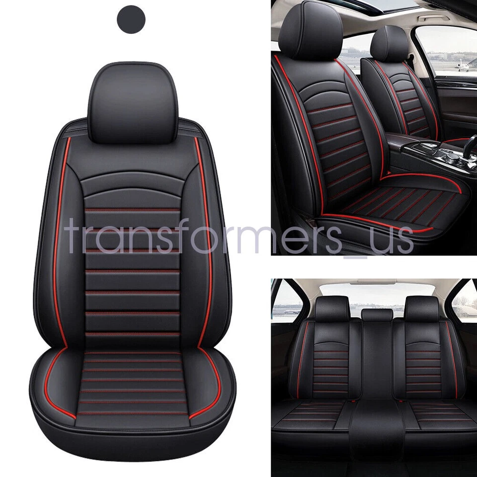 For Mercedes Benz 5-Seat Car Seat Covers Full Set Leather Front Rear Cushion Pad - Image 3 of 4