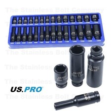 US PRO 1/4" Drive 28pc Impact Socket Set Metric Shallow Deep Sockets 4-15mm 7629