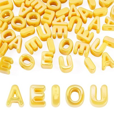 50Pcs Vowel Letter Acrylic Beads Big Plastic Letter Blocks Charms 3D Letters ...