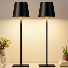 Kakanuo Black Cordless Rechargeable Table Lamp, 2 Pack Portable Desk Lamp wit...