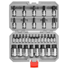 31030 – 32-Piece Master SAE and Metric Hex Bit Socket Set – 1/4-Inch, 3/8-Inc...