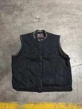 Club Vest By Jimmy Lee Motorcycle Biker Concealed Carry Snap Denim Mens 3XL