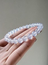 Natural Icy Baby Blue Translucent Chalcedony Bracelet