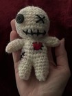Handmade Crochet Voodoo Doll Amigurumi Tied In A Cloth Gothic Witchy Vibe 4.5” — photo 2