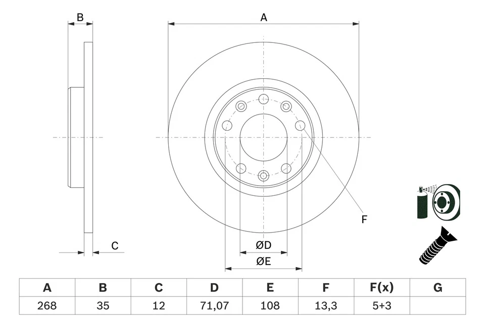 2x BRAKE DISC 0 986 479 E94 FOR2x BRAKE DISC 0 986 479 E94 FOR CITROËN  PEUGEOT  - Image 2 of 4