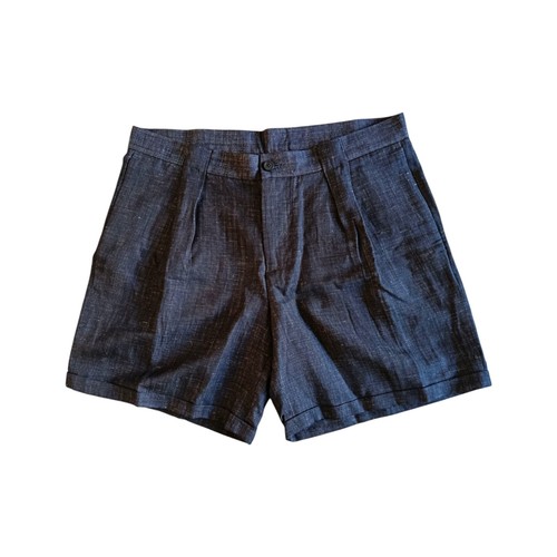 Emporio Armani Archive 2012 Robert Line Blue Linen Wool Lightweight Shorts 48 M