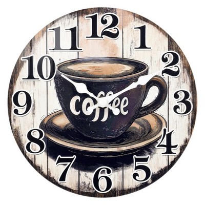 Vintage Coffee Sign Kitchen Wall Clock,Rustic Coffee Wall Clock Decor Battery...